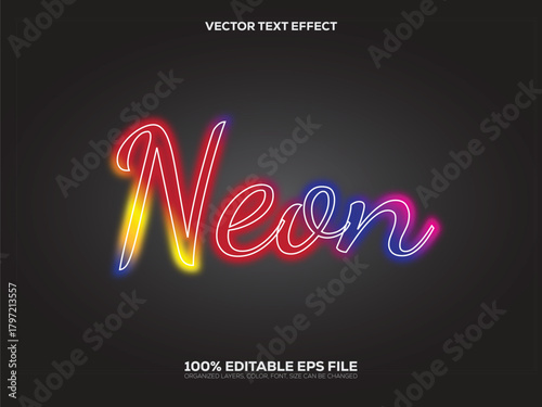 Glowing Neon Word Art Editable Vector Template
