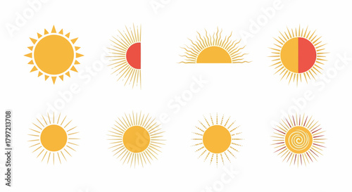 Radiant vector collection A sunburst of vibrant sun icons for your design projects