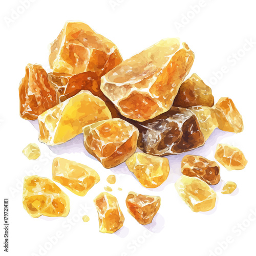 Vector Minimal yet artistic elements for creative designs. hand-drawn paint, A beautiful painting of a frankincense resin, EPS format, isolated on a white background, watercolor illustration