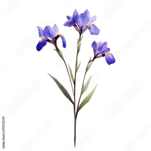 An Imaginary Minimalistic 2D flat icon iris flower, modern element in vector and EPS format, isolated on a white background, Simple illustration