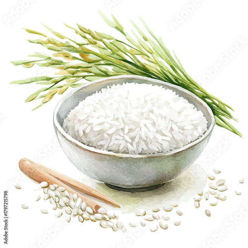 An Imaginary Minimalistic 2D flat icon jasmine rice, modern element in vector and EPS format, isolated on a white background, Simple illustration