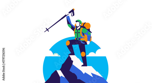 Triumphant Hiker On Summit: A Visual Metaphor For Achievement And Success