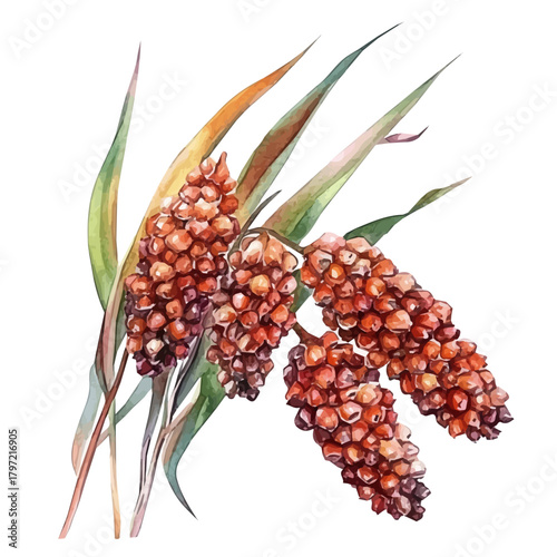An Imaginary Minimalistic 2D flat icon_sorghum_grains, modern element in vector and EPS format_isolated on a white background, dry plant