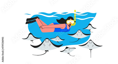 Underwater Exploration: A Snorkeler's Delight Amidst the Graceful Stingrays In The Ocean