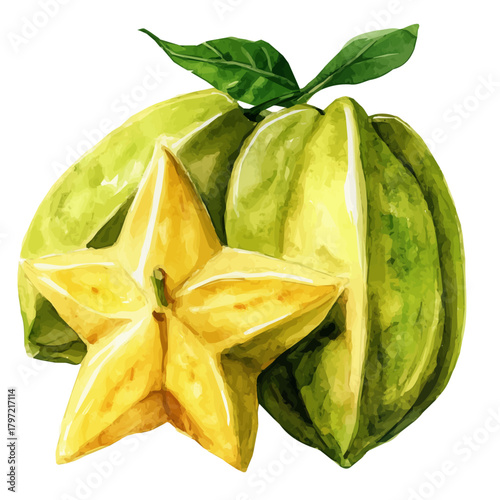 Cute design, An Imaginary Minimalistic 2D flat icon starfruit, modern element in vector and EPS format, isolated on a white background, Simple illustration