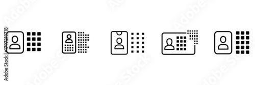 Monochrome Digital Identity and Verification Icons with User Profile and QR Code Vector Image