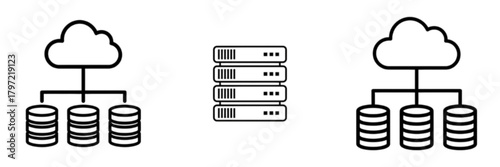 Cloud and Database Connectivity with Central Server Rack Vector Image