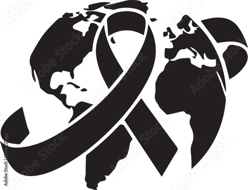 World aids day black ribbon symbol of global awareness and support for hiv/aids