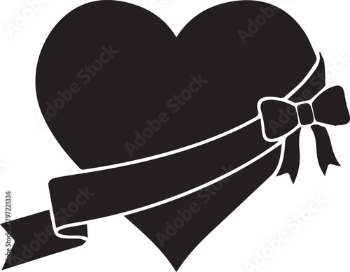 Symbolic red ribbon heart silhouette for aids awareness and support campaigns
