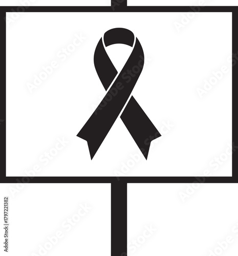 World aids day awareness symbol a black ribbon on a signpost with protest or advocacy message