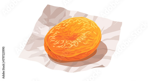 Vibrant Sun-Dried Apricot Resting on Textured Parchment Paper Against A Black Backdrop