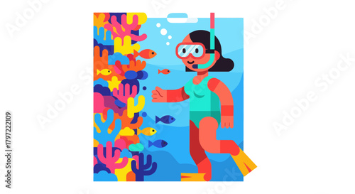 Vibrant Underwater Expedition Depicting Snorkeler Swimming Alongside Colorful Coral Reefs