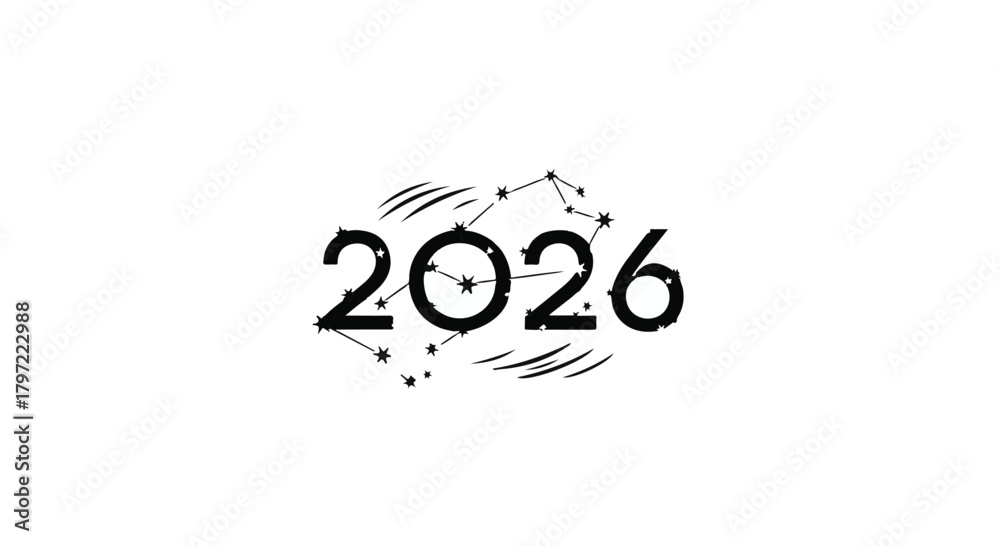 Obraz premium Happy new year 2026: celestial starry celebration image silhouette