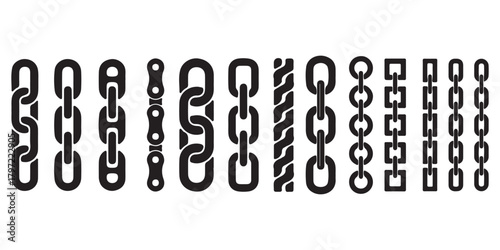 Chain brush set. Metal chain vector.