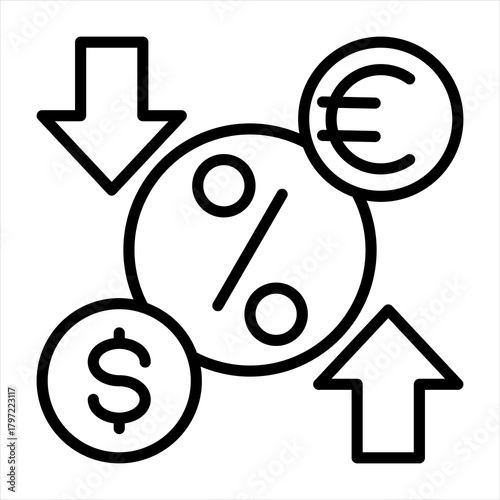 exchange rate single icon outline style
