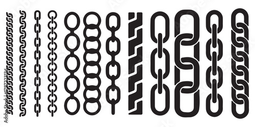 Chain brush set. Metal chain vector.