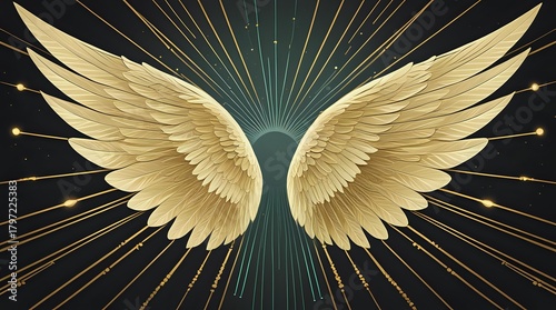 Art Deco Wings Luxury Golden Angel Vector
