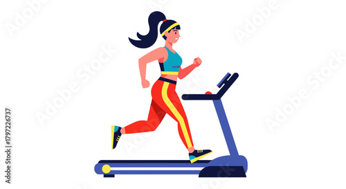 Woman Exercising On The Treadmill: Achieving Fitness Goals Inside The Gym