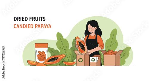 Woman Harvesting and Placing Papayas into Boxes Amidst the Packaging Process