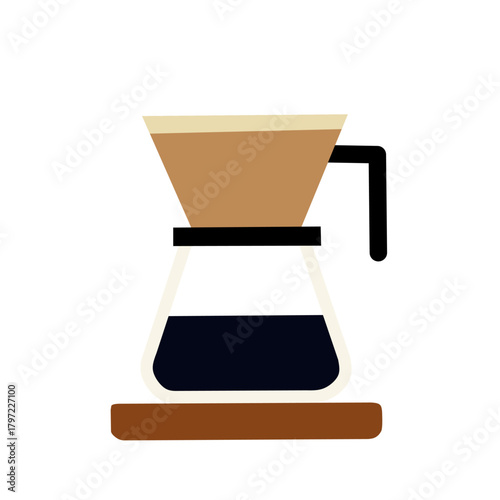 Drip Brewer in Flat Minimal Style for Specialty Coffee Illustration