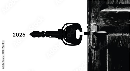 New year 2026: unlock new opportunities and success silhouette