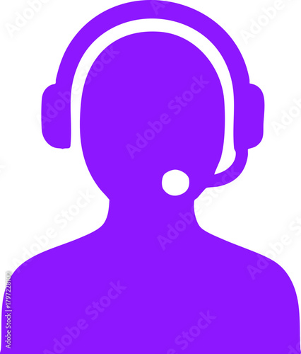 Purple silhouette representing customer service agent or technical support professional