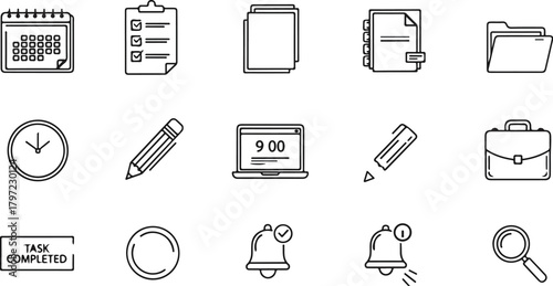 Office and Task Management Icons calendar grid