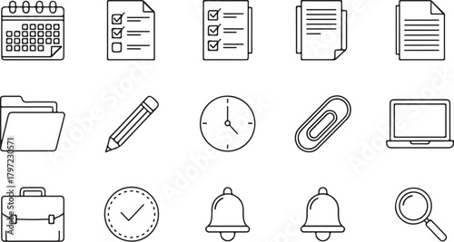 Office and Business Icons Collection calendar document