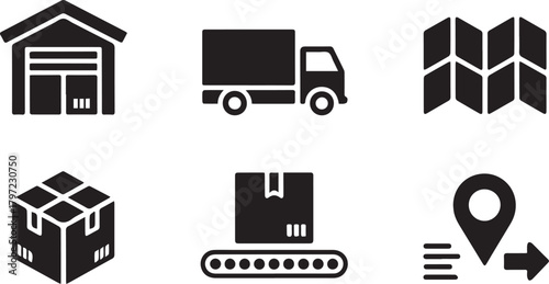 Logistics and delivery icons set