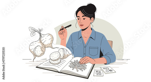 Woman Sketches Delicious Food Illustrations For Culinary Art, Cooking and Recipe Creation