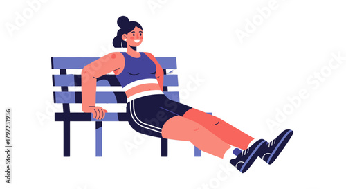Woman Performing Bench Dips Exercise Illustrative and Vivid Fitness Graphics Design