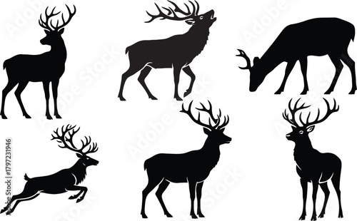 set of deer silhouettes