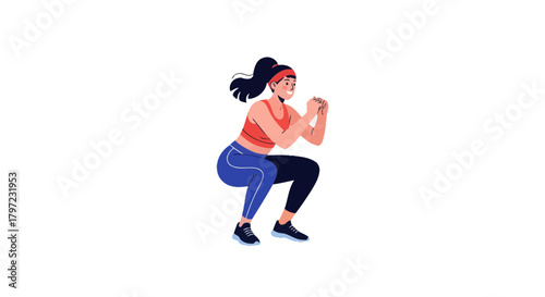 Woman Performing Exercise Squats In Sportswear, Fitness And Healthy Lifestyle Concept