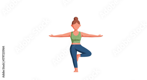Yoga Practice Depicts a Person in the Tree Pose Symbolizing Mindfulness and Balance