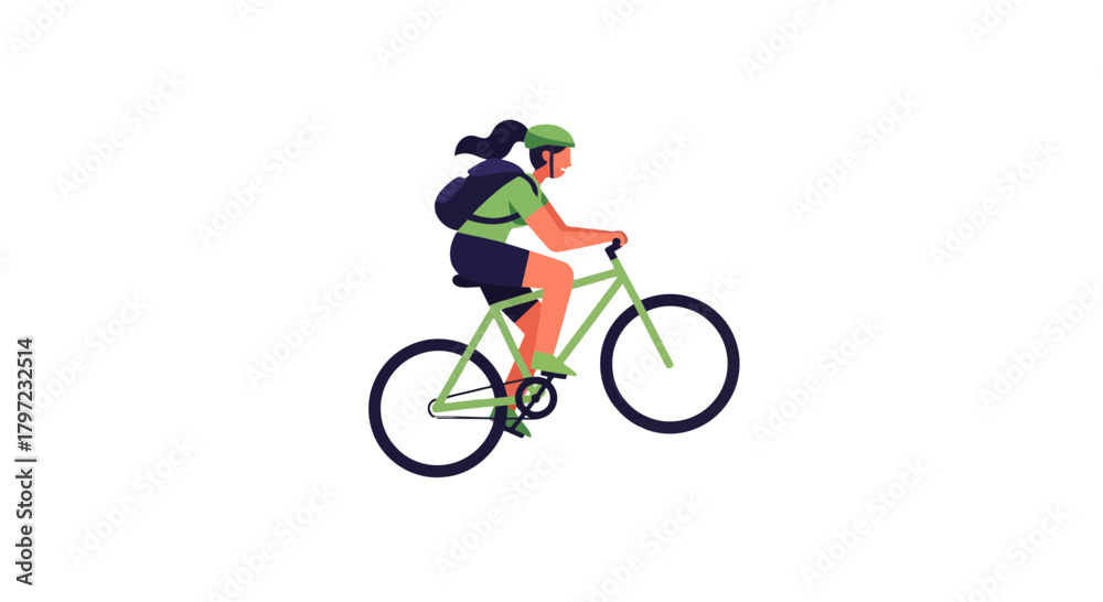 Naklejka premium Woman Rides Bicycle Icon Over Black Background Vector Illustration Design