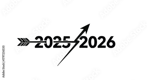 Arrow signifies progress and transition from 2025 to 2026, symbolizing future goals and growth.