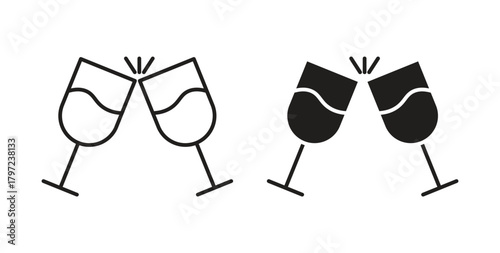 Champagne Glass icon with glyph and line. black vector icons for Web UI