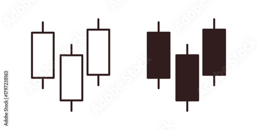 Chart candlestick icon with glyph and line. black vector icons for Web UI