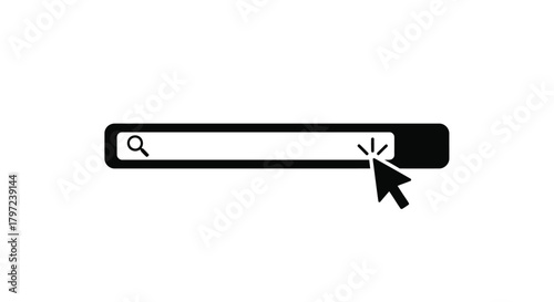 Simple search bar icon with a hand cursor indicating search function