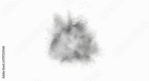 Abstract watercolor cloud with splatters in shades of gray on a plain white background style illustration