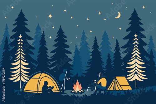 -friends-camping-near-pine-forest-with-starry-nigh.eps