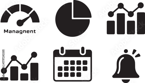 Management business data icons