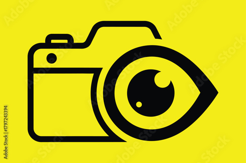 Illustration of camera and eye logo for photography business
