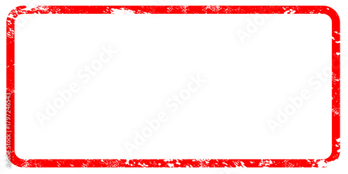 Red grunge rectangular frame featuring rounded corners and rough edges, creating an isolated white content area that evokes a vintage, distressed aesthetic perfect for design projects