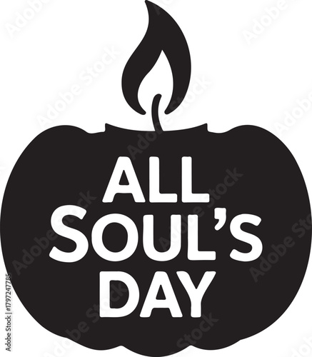 All Souls Day vector illustration candle flame silhouette for holiday design and remembrance