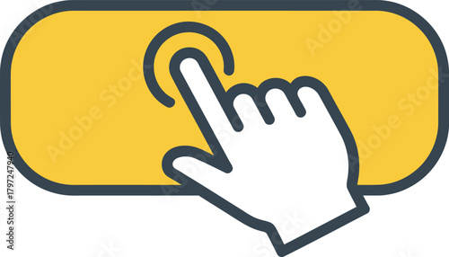 Click Icon Vector: Hand Tapping Button for Website UI Element, Digital Interaction, and CTA