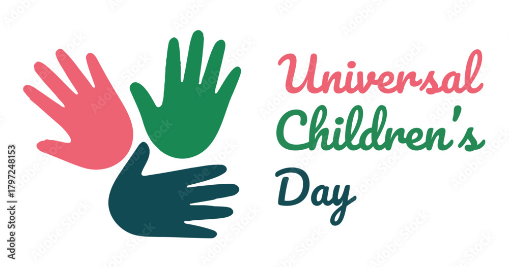 Obraz premium Universal Childrens Day vector illustration colorful handprints concept for global celebration and awarenes