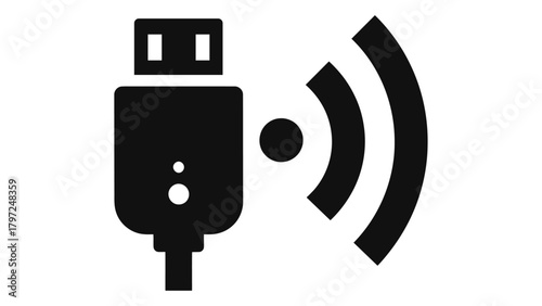 Usb bluetooth transmitter dongle icon for wireless connectivity and audio streaming Vector