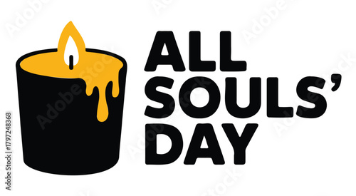 All Souls Day vector illustration candle flame religious holiday concept for remembrance and honoring the d