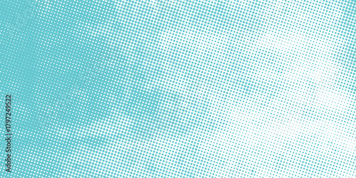Cyan blue pop art background with halftone polka dots in retro comic style